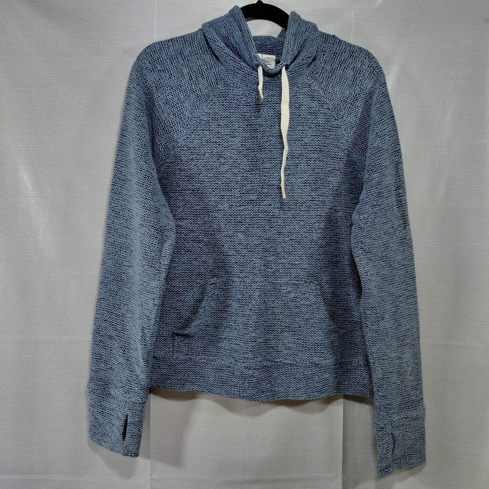 Offline by Aerie Cowl Neck Pullover Womens LG Textured Knit Blue Kangaroo Pocket